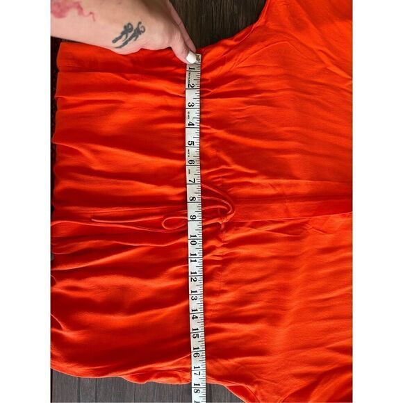 NWT NEW TopShop Petite Tie Waist 3/4 Sleeve Solid Vibrant Orange Tunic Size 0 - Picture 10 of 11
